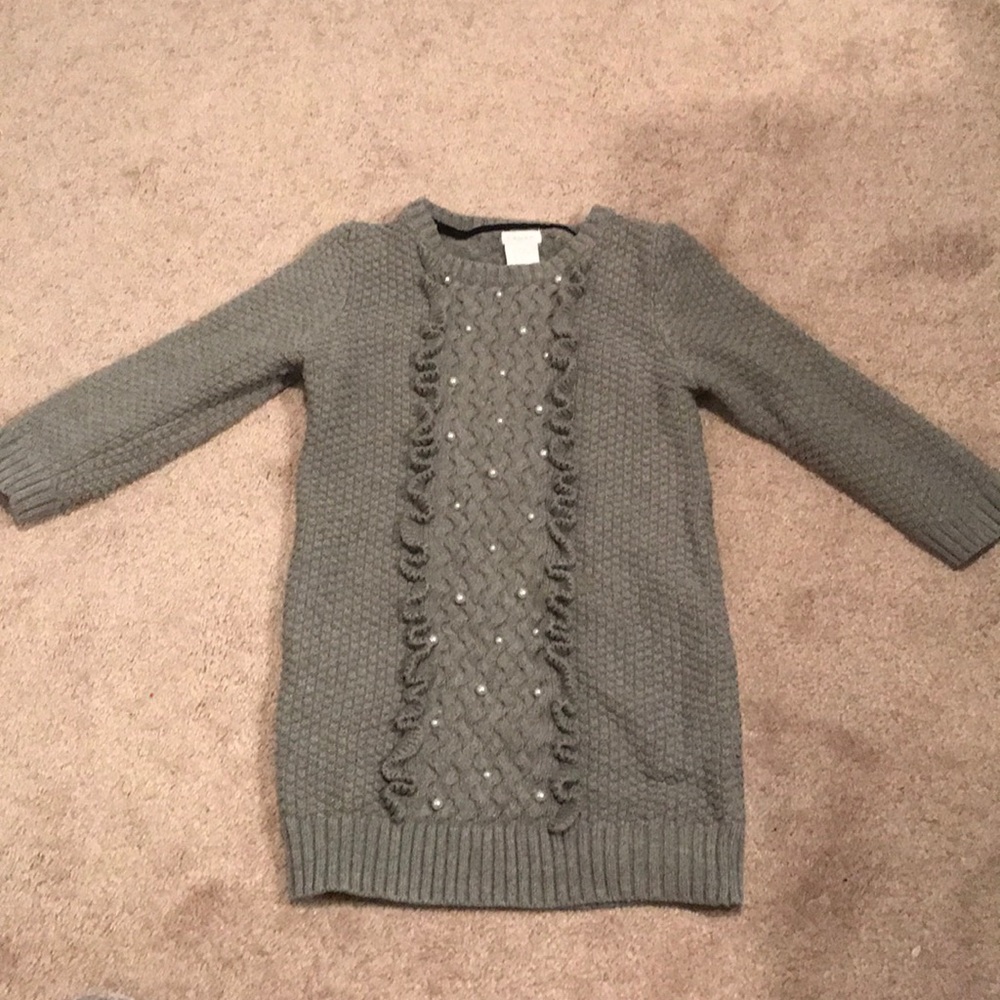 Girls Tahari grey sweater with pearls